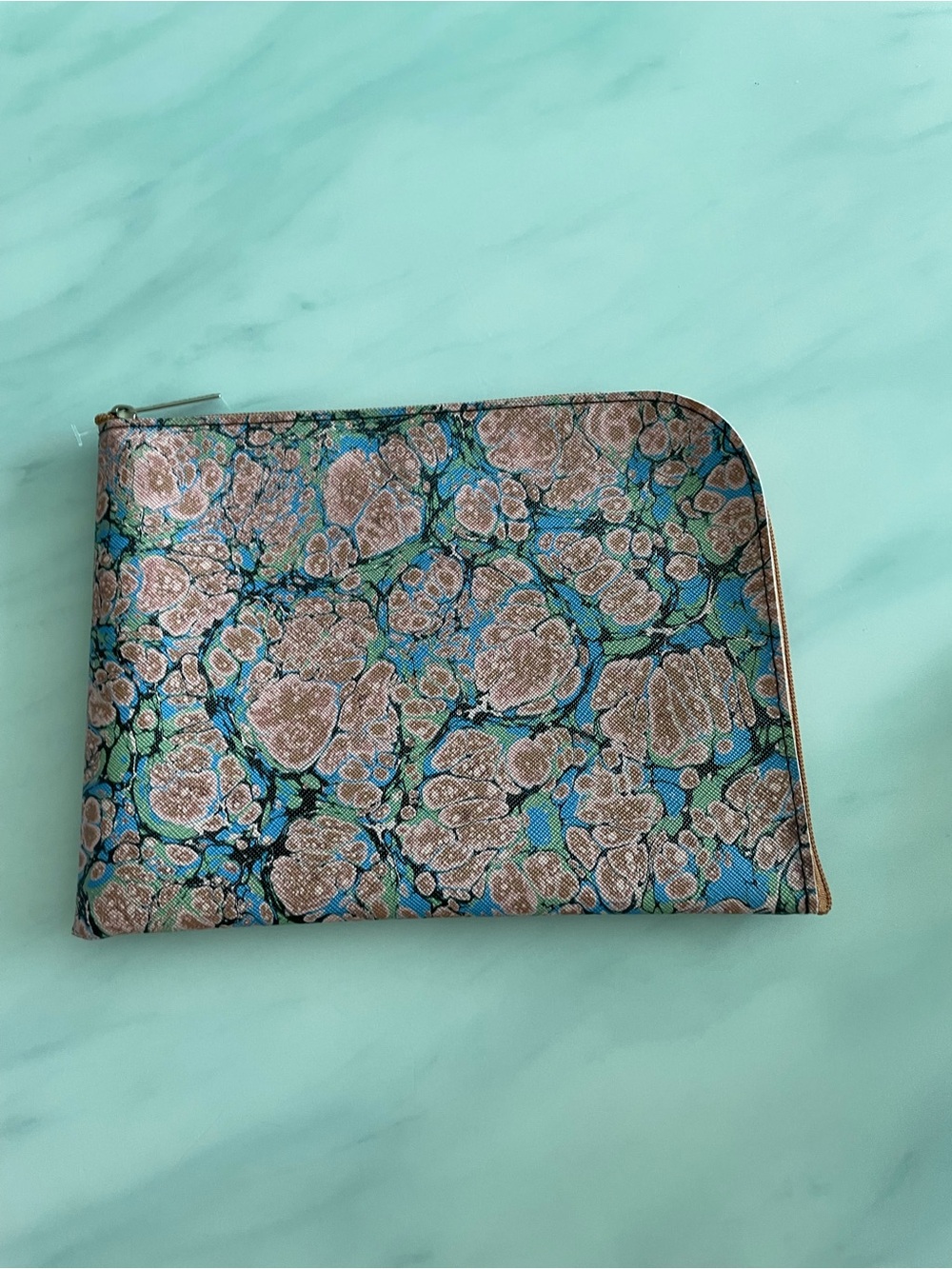 Floral Pattern Travel Pouch in Teal and Pink
